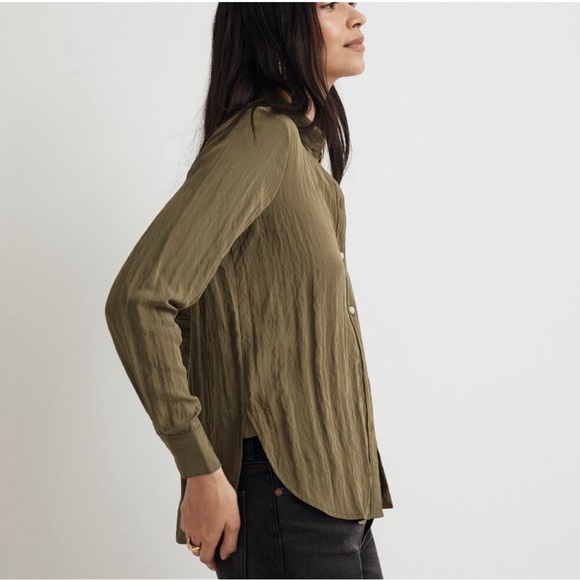 Madewell Olive Button Up Shirt Size Small - Picture 5 of 7